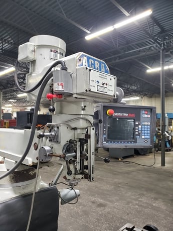 Acra #AM3V, 2-Axis CNC vertical mill, SWI Prototrak SMX 2-Axis CNC Control, 10" x54" table, 3 HP, 1996 - Image 3