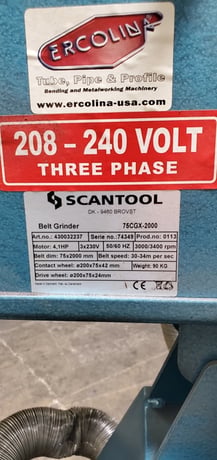 2.95" x 78.74" Scantool #75CGX-2000, horizontal belt sander, 7.87" x2.95" x1.65" contact wheel - Image 8