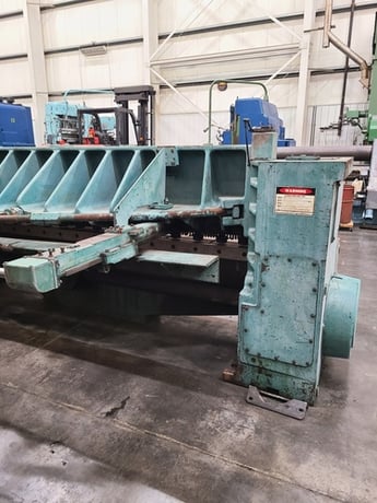 3/8" x 10' Wysong #1038, mechanical shear, 36" front operated power back gauge, 16 hold downs, 104" squaring - Image 7