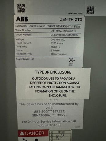 1200 Amp. ABB Zenith ZTG, transfer switches, 3 pole, new, 2023 - Image 5