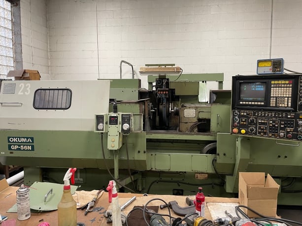 22.8" x 59" Okuma #GP-56N, CNC cylindrical grinder, 24" x10" x4" wheel, under power, good condition, 1993 - Image 1