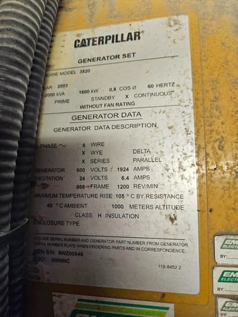 1600 KW Caterpillar #G3520C, Natural gas generator set, continuous, 600 Volts, 7119 hours - Image 6