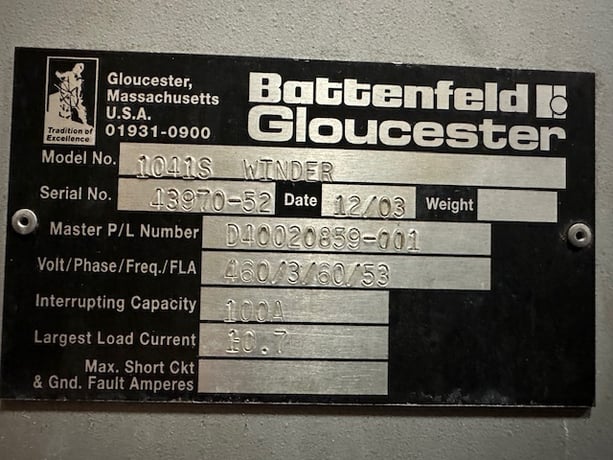Gloucester GEC #1041S, 104" back to back center wind, single turret winders, 2003 (2 available) - Image 3