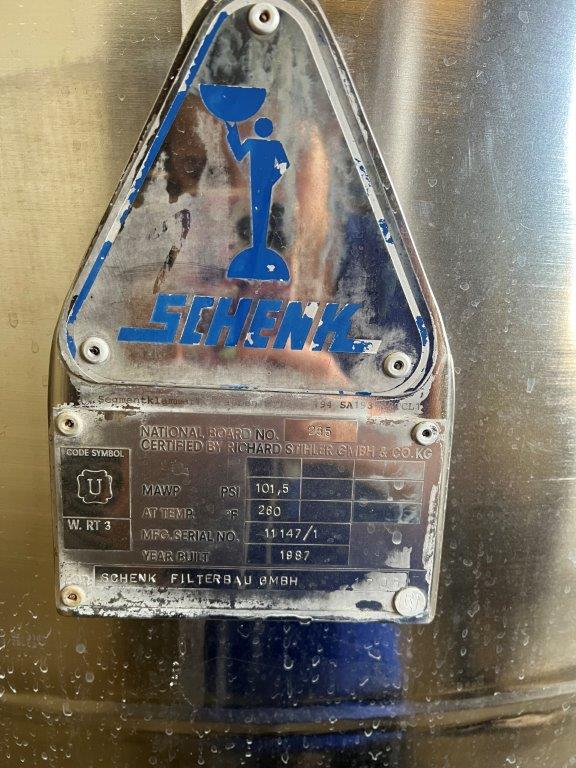Schenk, 300 sq.ft. 316 Stainless Steel rotating disc filter, 54" OD x 48" straight side, 101.5 psi @ 280&deg;F - Image 7