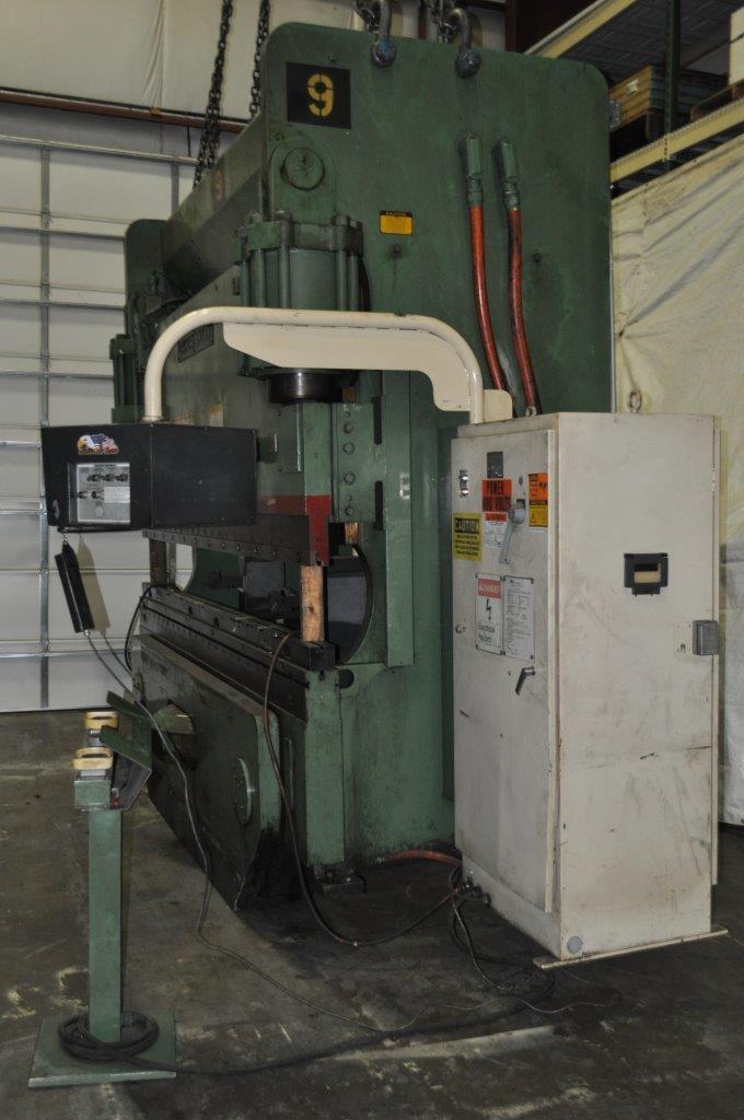 350 Ton, Cincinnati #350AF10, hydraulic press brake, 12' overall, 1272" between housing, 10" throat, CNC Back - Image 2