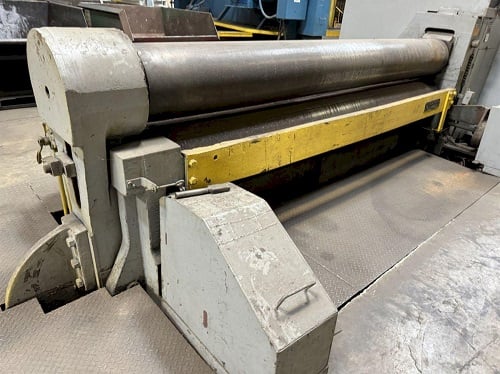 10' x 3/4" Bertsch #14, 3-roll initial pinch mechanical plate roll, 14" roll diameter, power roll adjustment - Image 1