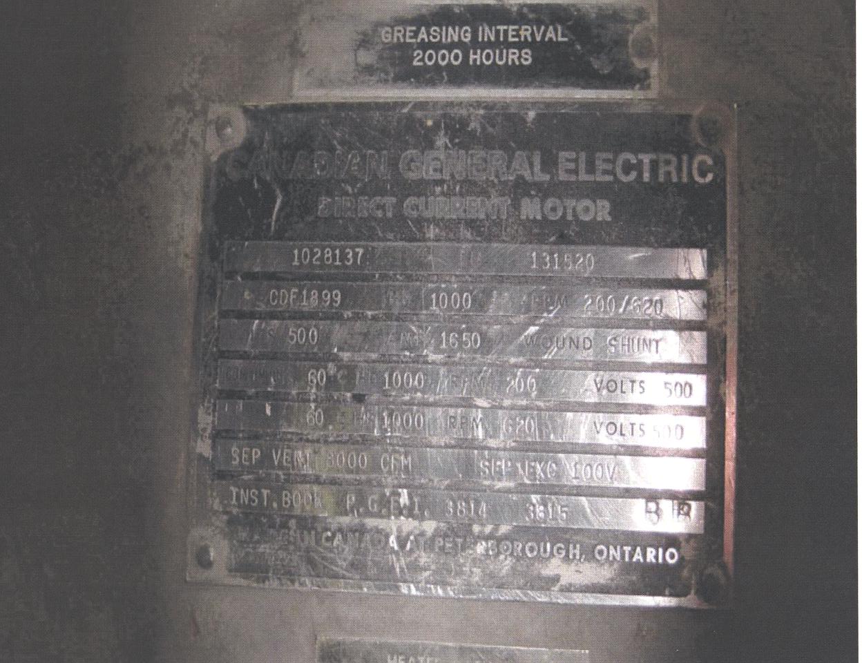1000 HP 200/620 RPM General Electric #CDF1899, 500 VA. (2 available) - Image 3