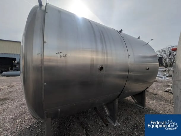 4000 gallon McCann Fab Tank, Stainless Steel, Horizontal, 8' diameter x 10' straight side, dished ends, on - Image 4