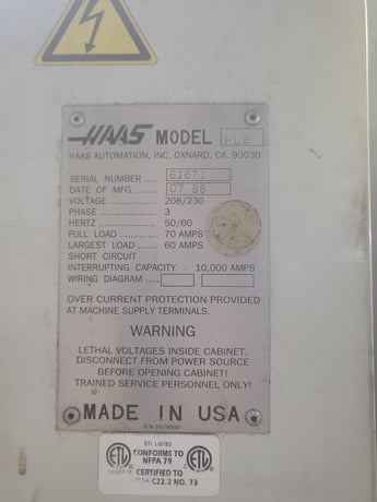 Haas #HL-6, CNC lathe, 40" swing, 15" chuck, 25" dia., 44" lgth, 51" centers, 30 HP, 1999 - Image 5