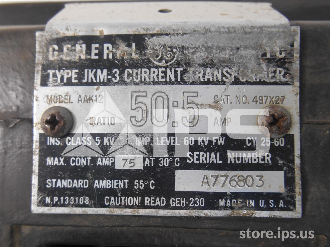 GE Jkm-3 Current Transformer 50:5 Bar Type - Image 3