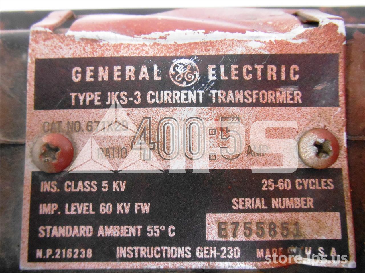 GE Jks-3 Current Transformer 400:5 Bar Type - Image 3