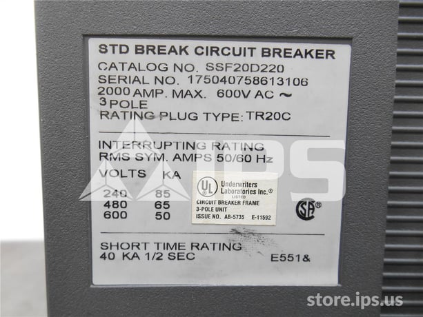 2000 Amps GE Ssf Power Break Ii Eo/ Bi (ssf20) Parts Unit, 120 Volts AC Control, Power Plus Lsi, 2000 Amps - Image 4