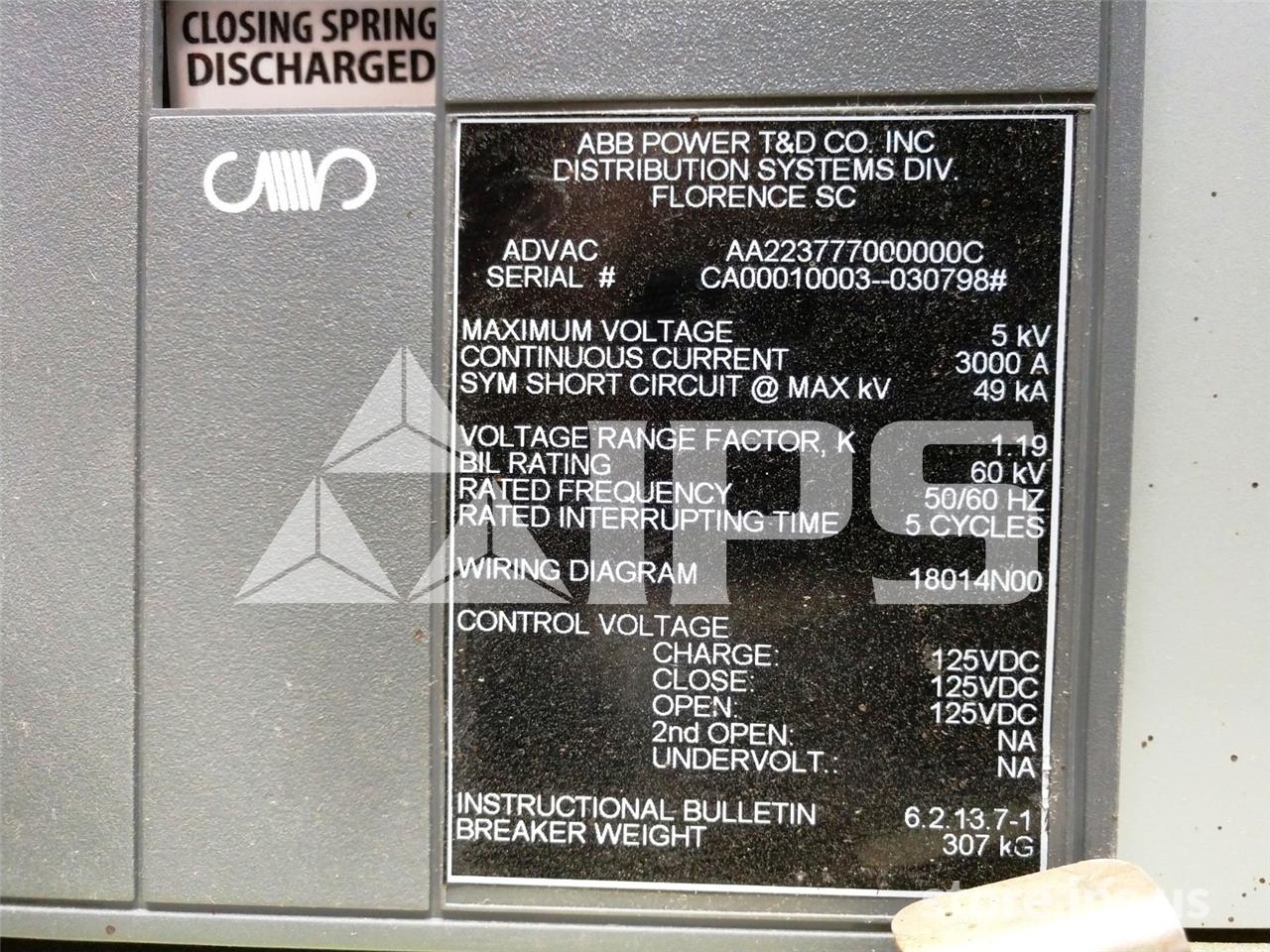 3000 Amps ABB Advac Aa223777000000c Model 2 (advac Model 2) 125 Volts DC Control - Image 5