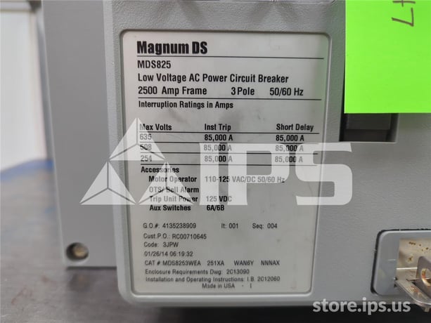 2500 Amps Ch Mds8253wea251xawan6ynnnax Eo/do (mds825) 120 Volts AC Control, Digitrip 1150 Plus Lsig, 2500 - Image 5