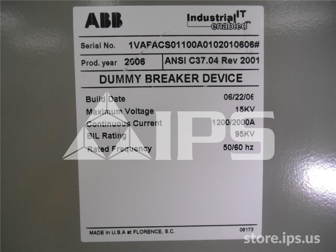 ABB Dummy Element, 15kv, 1200/2000 Amps For Advac - Image 2