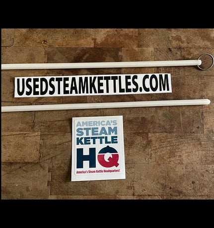 Steam kettle scraper poly support rods, Amerirod, w/ Stainless Steel " pull ring", new 2024 - Image 1