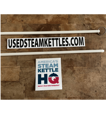 Steam kettle scraper poly support rods, Amerirod, w/ Stainless Steel "pull ring", new 2024 - Image 1