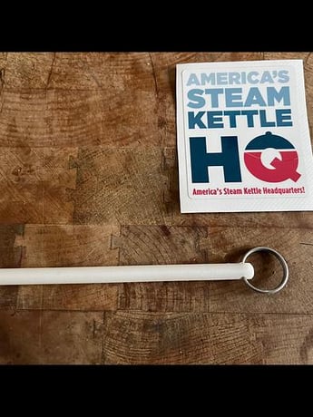 Steam kettle scraper poly support rods, Amerirod, w/ Stainless Steel " pull ring", new 2024 - Image 2