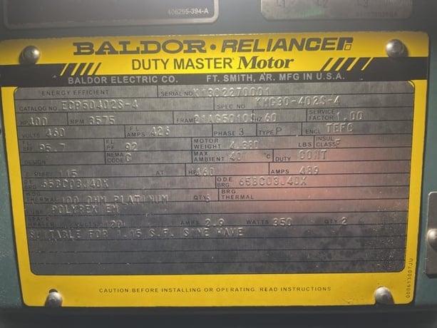 400 HP 3600 RPM Baldor Reliance, Frame 5010S, TEFC BB, 460 Volts, New Surplus - Image 4