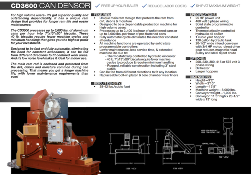 Can Densifier, Chicago Pneumatic #3000, fully automatic, Relay Logics controls, with conveyor - Image 3