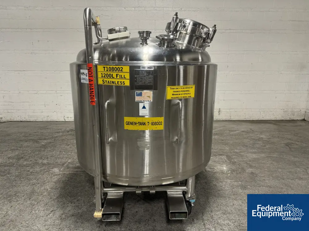317 gallon Precision Stainless Reactor, 316L Stainless Steel, dish top and bottom, 45 psi, jacketed 100 psi @ - Image 1