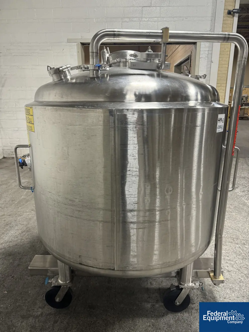 317 gallon Precision Stainless Reactor, 316L Stainless Steel, dish top and bottom, 45 psi, jacketed 100 psi @ - Image 5