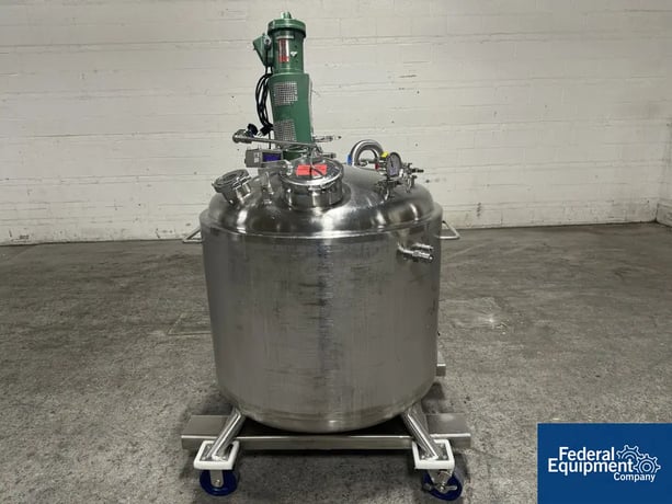 158 gallon Precision Stainless Reactor, 316L Stainless Steel, 38" diameter x 26" straight side, dish top & - Image 1
