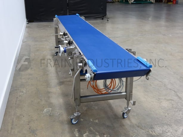 19-1/2" wide x 13.3' long, Alimec, Stainless Steel belt conveyor, mounted on locking casters - Image 2
