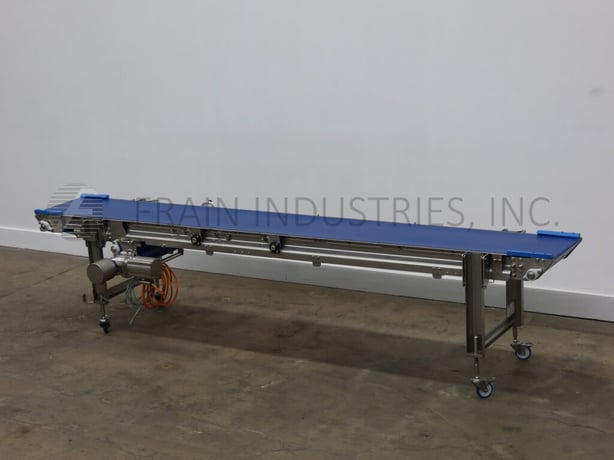 19-1/2" wide x 13.3' long, Alimec, Stainless Steel belt conveyor, mounted on locking casters - Image 5