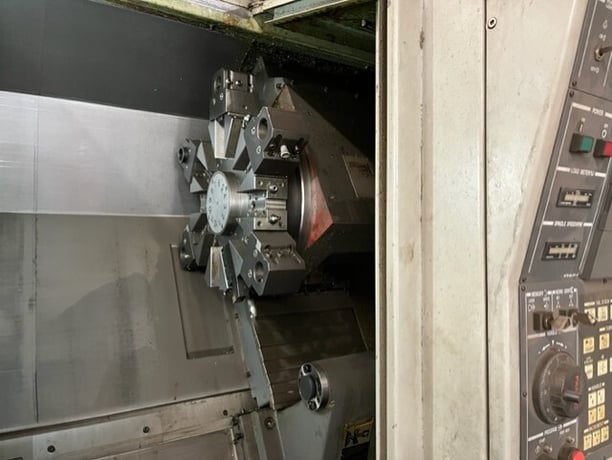 Hyundai Kia #SKT21, CNC lathe, 21.7" swing, 8" chuck, 2.5" bar, 13.8" turning diameter, Fanuc 21i-TB, 2007 - Image 6
