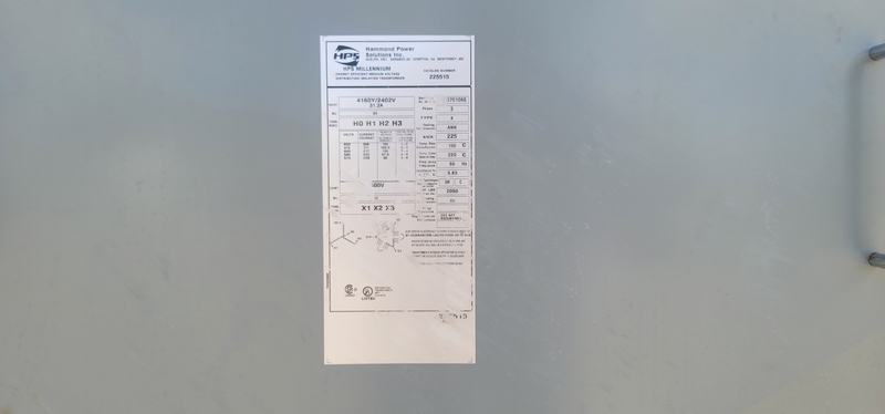 225 KVA 4160Y/2402 Primary, 600 Secondary, Hammond, auto transformer, dry, Nema 3R - Image 2