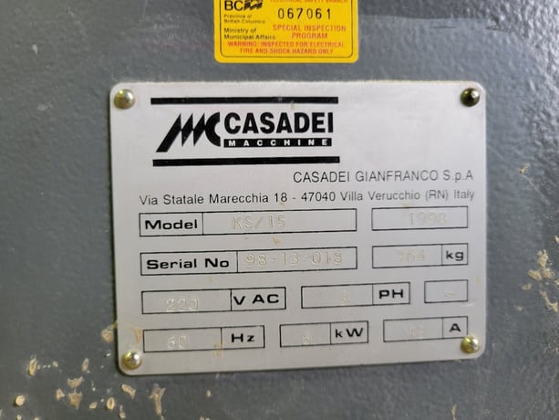 Casadei #KS/15, Sliding Table Saw w/ TigerStop Control, 8HP, 44" x 26.5" table, S/N 98-13-018, 1998 - Image 2