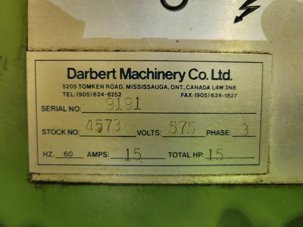 Darbert Machinery #4573, Milling Machine, 12" x52" table, 15 HP - Image 2