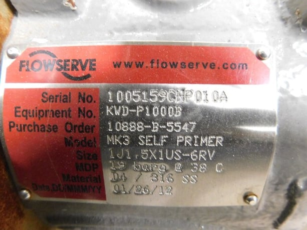 Flowserve / Durco #MK3, self primer pump, 5 HP, 3505 RPM, 316 Stainless Steel, 3 phase, new - Image 9