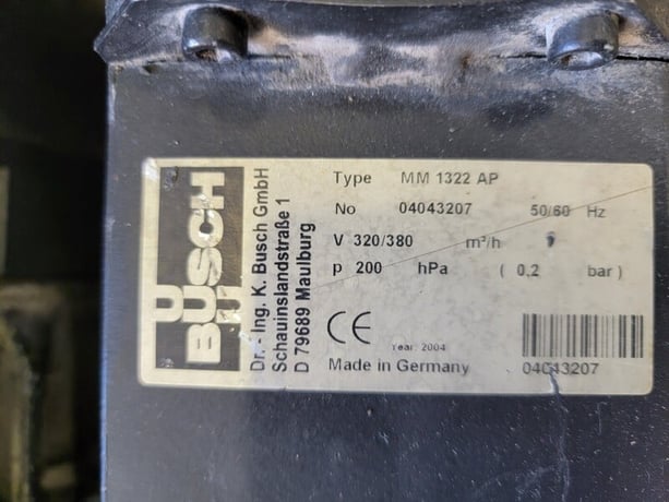 200" acfm Busch #Mink- MM-1322-AP, 16.9-28.6 hp, Dry Claw Compressor, 29 psig, 3600 RPM, 2" NPT gas outlet - Image 4
