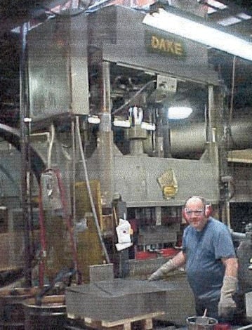 150 Ton, Dake #27-677, 4-post, 18" stroke, 40" daylight, 61" btwn posts, 62" x43" platen, nice, 1978 - Image 1
