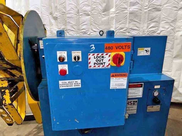 6000 lb. Minster / CHS #R40-12, uncoiler, 12" width, 60" O.D., 20"-25" ID, hydraulic expansion, 3-leaf - Image 3