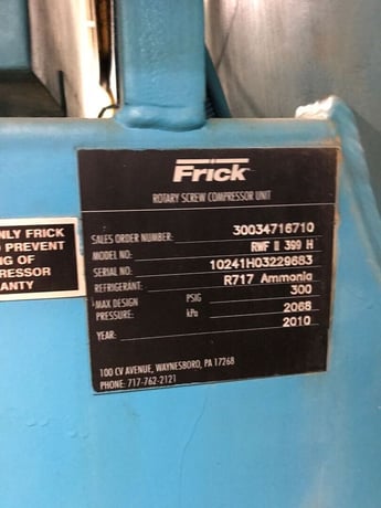 2347 cfm, 300 psig, Frick #RWF-II-399H, Rotary Screw Compressor, Aircooled Condenser Package, 800 HP, 2010 - Image 2