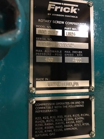 2347 cfm, 300 psig, Frick #RWF-II-399H, Rotary Screw Compressor, Aircooled Condenser Package, 800 HP, 2010 - Image 3