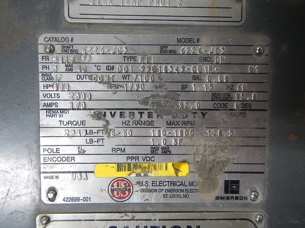 800 HP 1800 RPM U.S. Motors, Frame 5812, Drip-Proof Ball Bearing, 2300 Volts - Image 2