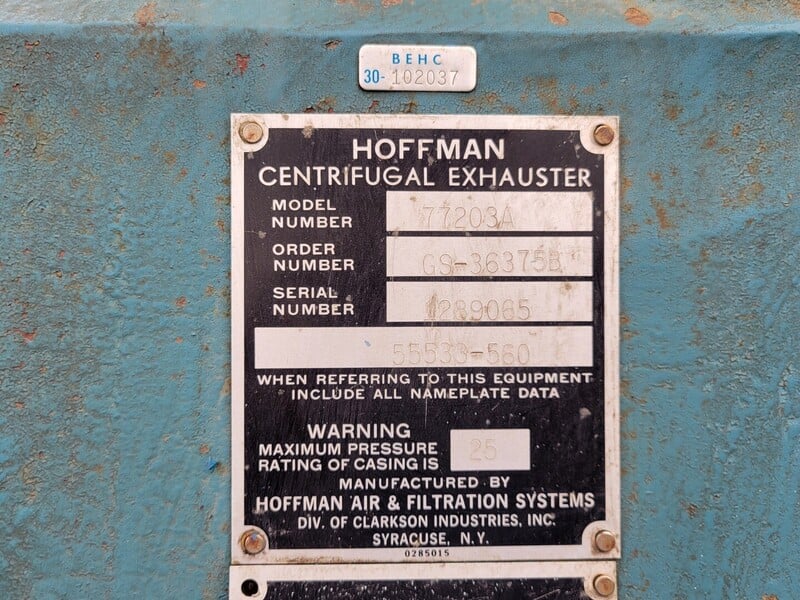 14600 cfm @ 25 psi, Hoffman #77203A, multistage centrifugal exhauster, 150 HP, 3570 RPM, 460 V., 3-phase - Image 2