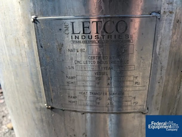 Letco Industries Mixing Tank, Stainless Steel, Dish top and sloped bottom, 2017 - Image 2