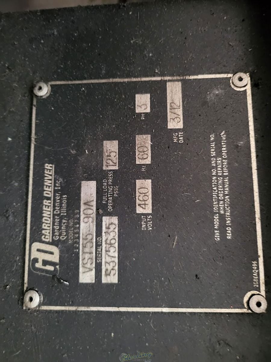 125 psi, Gardner Denver #VST55-90A, air compressor, 100 HP, 460 V., 3-phase, sound attenuated enclosure - Image 10