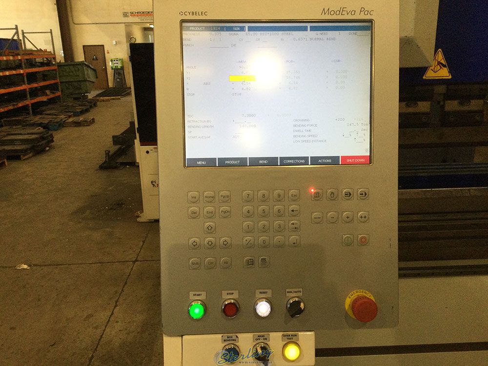 250 Ton, Primeline #S250B12, CNC hydraulic press brake, 12' overall, 126.03" between housing, 10.24" stroke - Image 4