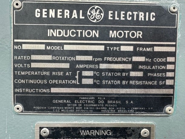 6000 HP 1185 RPM General Electric, Frame 8612S, TEWAC, 2300/4000 Volts - Image 2
