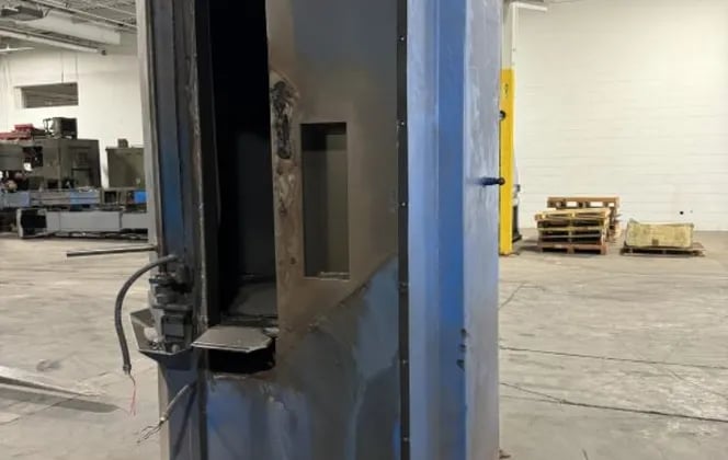48" Wheelabrator #WMT-48, Shot Blast Table, 2 Wheels, 60" Work Height, Integral Dust Collector, 2007 - Image 3