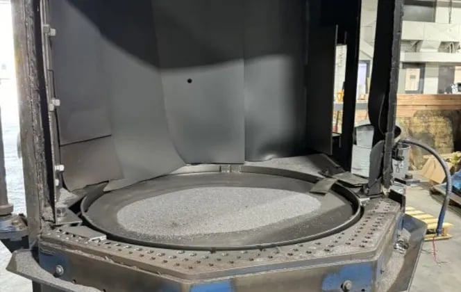 48" Wheelabrator #WMT-48, Shot Blast Table, 2 Wheels, 60" Work Height, Integral Dust Collector, 2007 - Image 5