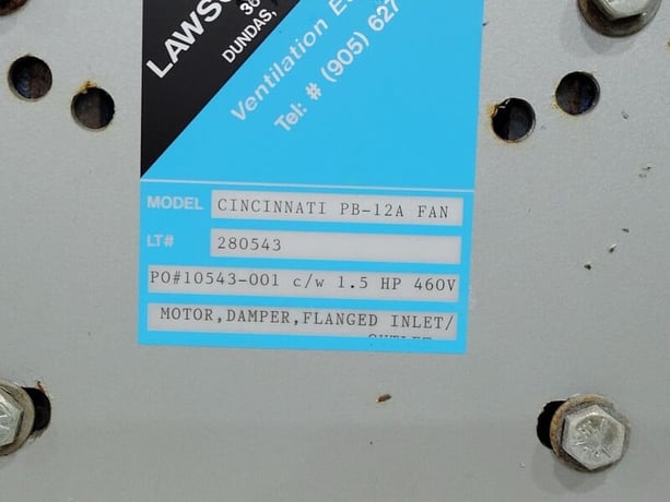 Lawson-Taylor Ltd. #Cincinnati-PB-12A-Fan, Industrial Fan, Optim Motor, 4 Amp - Image 2