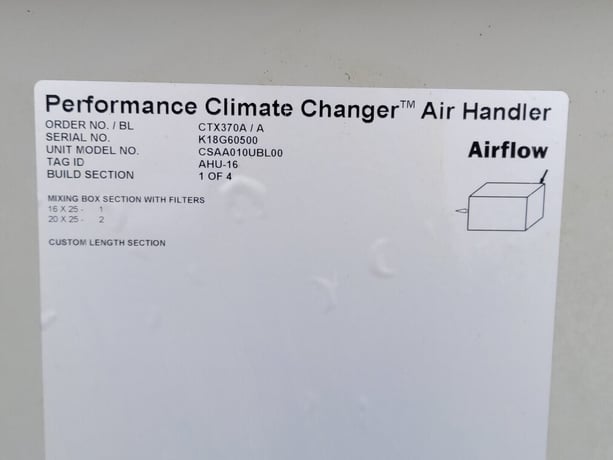 5000 cfm, Trane #CSAA010UBL00, Performance Climate Changer Air Handler, 10 unit size, 7.5 HP, 1770 RPM - Image 5