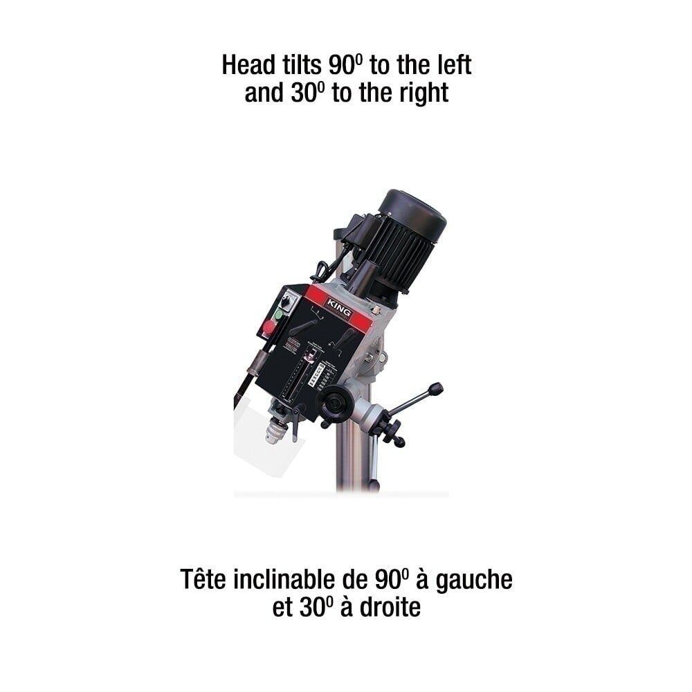 King Canada #KC-40HS, 1-1/4" gear head drilling machine, 21-3/4" x 19-1/2" table, 20-7/16" swing, 5" stroke - Image 3
